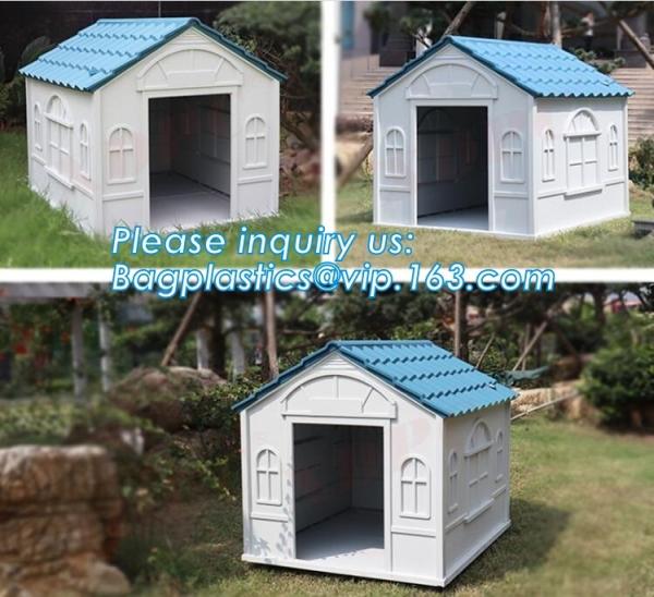 Plastic Dog House - Waterproof Dog Kennel Air Vents Elevated Floor All Weather Indoor Outdoor Insulated Doghous