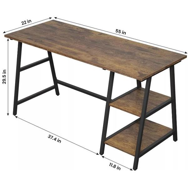 Wooden Metal Office Computer Desk With Shelves ODM