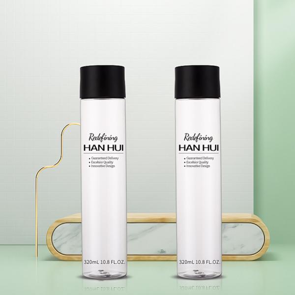 PET Plastic Hair Care Containers 320ml Long Slim Round With Disc Cap
