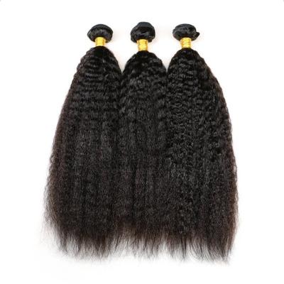 Natural Black Kinky Straight Remy Human Hair Bundles Sew In Weave Bundles Brazilian Bundle Deals