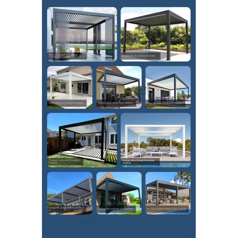 Electric Outdoor Aluminium Canopy Modern 3x3 Pergola X Cost Gazebo Patio Tent System All'aperto Roof Bracket Kit Pavilion