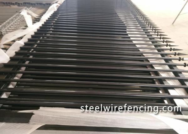 Decorated Top Steel Sliding Automatic Driveway Gates Security For Community