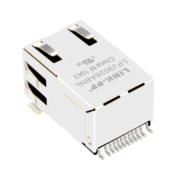 Pulse J3026G21DNL Compatible LINK-PP LPJ3026ABNL 10/100 Base-T Tab Up Green/Yellow Led SMD RJ45 Ethernet Magjack