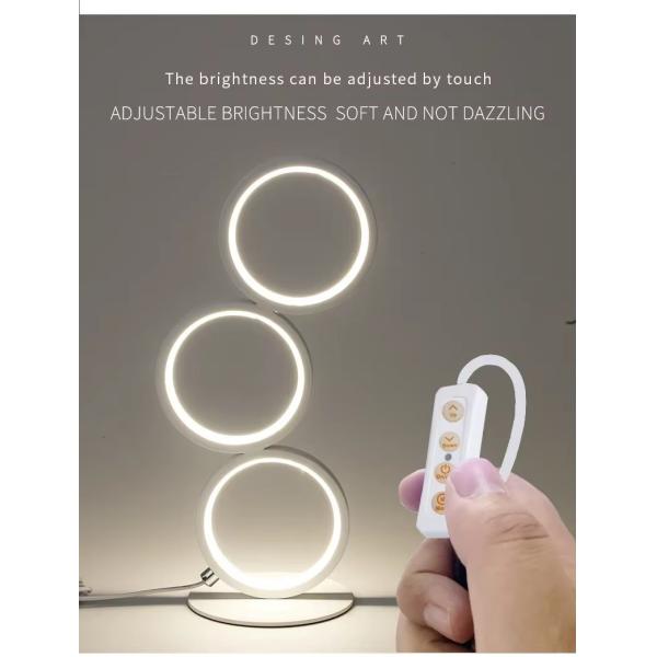 Three Ring Elegant Metal Desk Lamp For Living Room Bedroom Hotel Club Lighting Modern Dimmable Aluminum Table Light