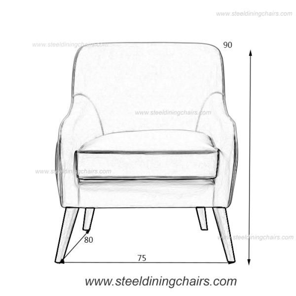 Velvet Upholstered Luxury Lounge Wood Leg 90cm 75cm One Seater Couch