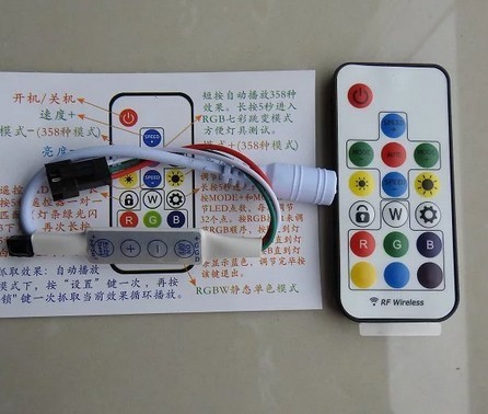 IR Remote Control + Manuel Button Control Pixel SPI mini Controller