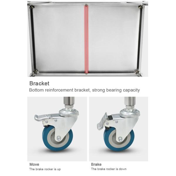 2 capas Hospital de acero inoxidable carro de instrumentos médicos