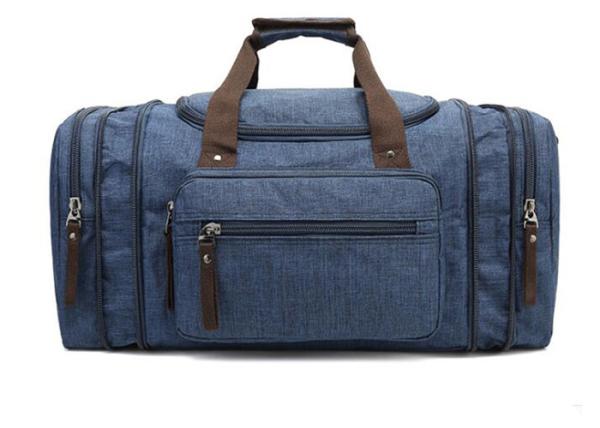 Top Handle Nylon Leather Weekender Duffel Bag For Hiking / Sports / School