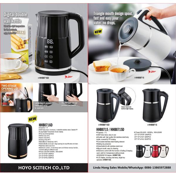 Stainless Steel Electric Kettle for Hotel Portable Water Kettle 1.6-2.0L Capacity