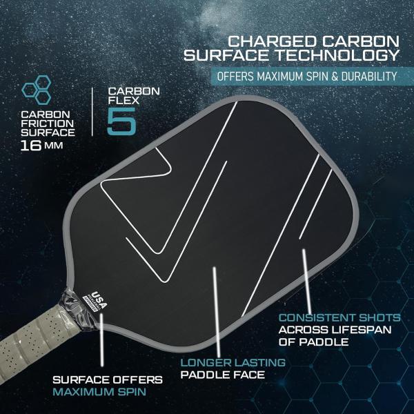 16.5''*7.5'' Carbon Fiber Pickleball Paddle Black And Gradient Blue by JOOLA GEN3 Ben Johns Perseus