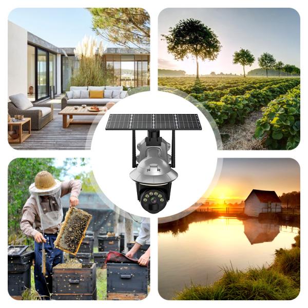 Wireless Garden Lights Security Monitoring Solar Camera With Solar Panel For Outdoor