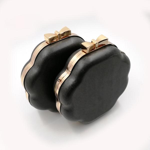 Unique Bow Design Clasp Wavy Edge Round Shape Metal Box Clutch Frame