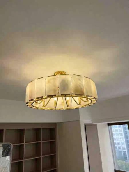 Modern Luxury Chandelier Home Living Room Bedroom Natural Marble Black Gold Dual Color Copper Frame Alabaster Pendent
