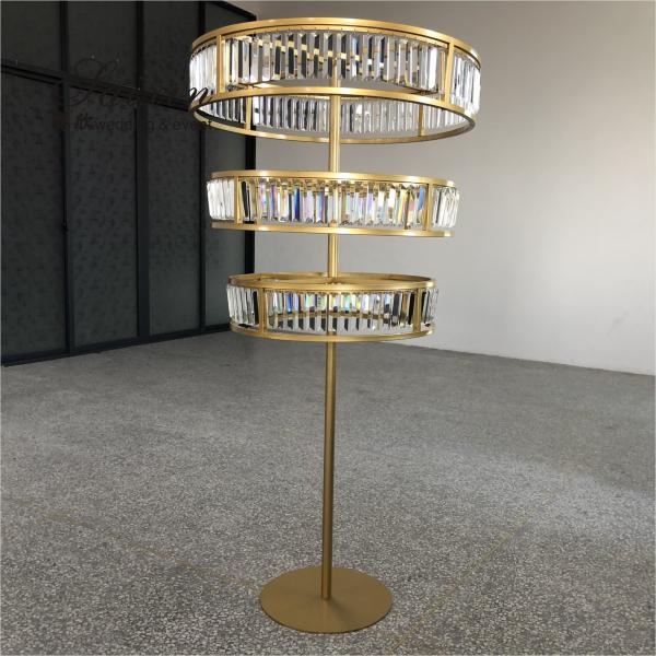 3 Three Layer Crystal Gold Wedding Flower Stands Decoration Centerpieces Tall 150cm