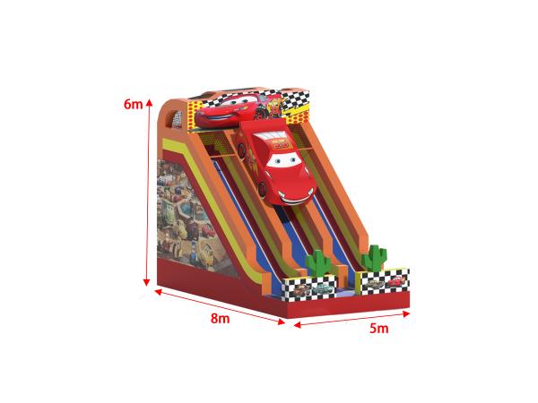 Racing Car Theme Dry Inflatable Slides Customized 8x5x6m