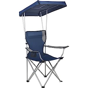 Camping Folding Chair With Umbrella, Recliner Chairs, Beach Chair Adults Camping Chair High Back with Umbrella