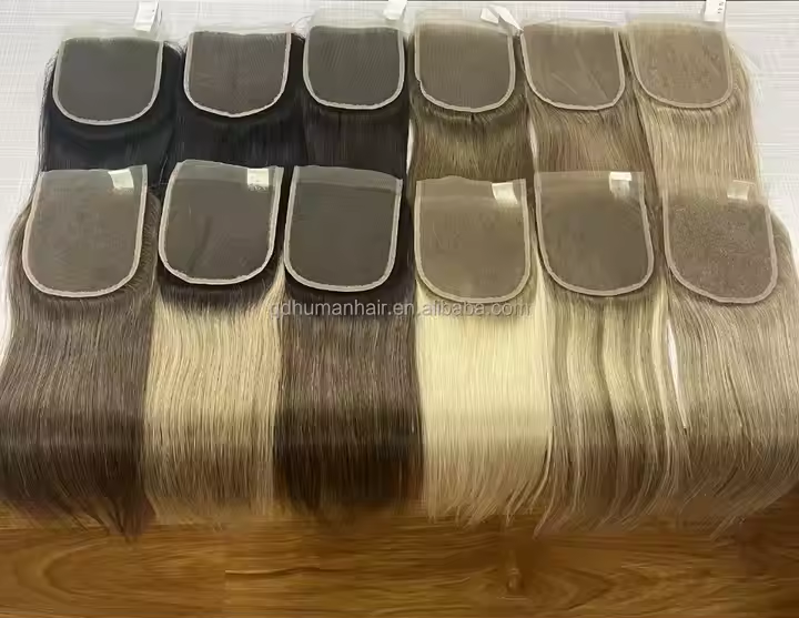 Factory Wholesale Lace Topper 5x5 100% Raw VRIGHIN  Human Hair Pre Colored Mesh Integration Closure DROP SHIPPING REDAY TO GO