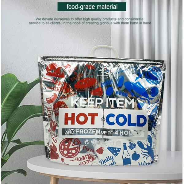 Foldable Disposable Aluminum Foil Insulated Meal Delivery Frozen Shopping Bag Hot And Cold Insulated Lunch Cooler Bag
