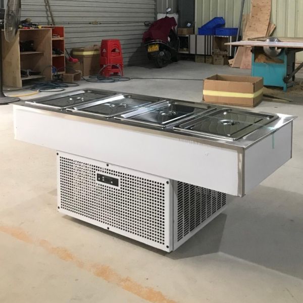 Open Top Refrigerated Salad Prep Table 4 Pans Air Cooling For Supermarket