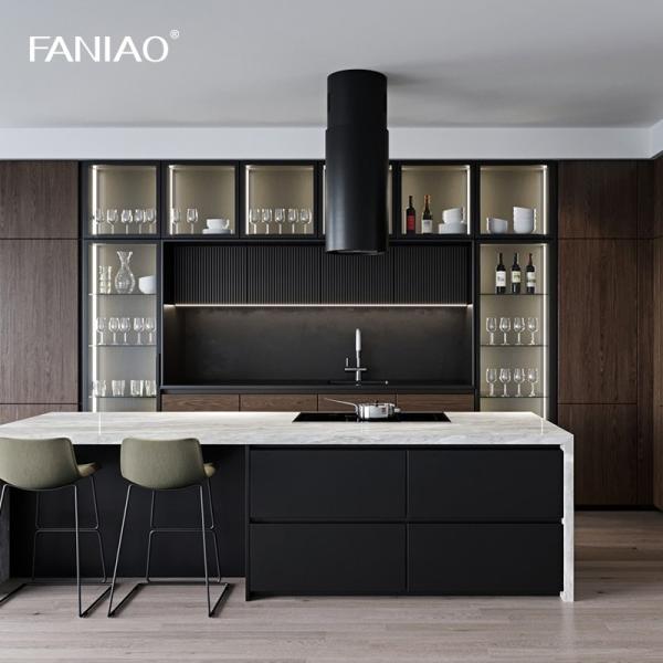 Armário de cozinha personalizado cinza fosco Armário de base de cozinha de placas de melamina Armário de cozinha com lavatório