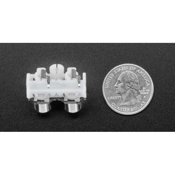 Compact Dual RCA Jack with Solderable Contacts and Mounting Tab Adafruit Industries 4171 Audio Connector