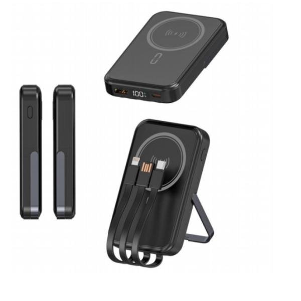 Large Capacity Multi Device Power Bank Portable 10000mah Power Bank With Built In Cables / Stand