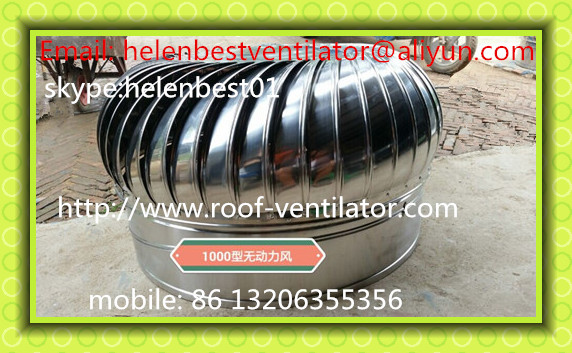 1000mm largewind driven roof turbo ventilator for warehouse stainless steel