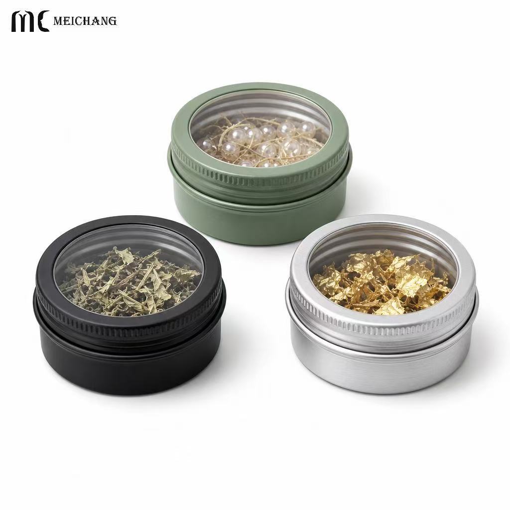 15ml–150ml Round Aluminum Screw Top Tin Jar with Clear PVC Window Lid (MC-809）
