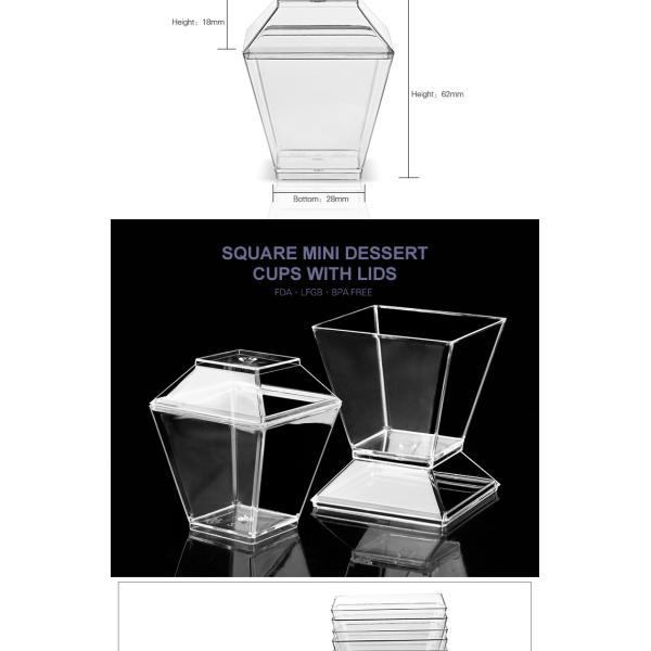 Food grade party supply 2oz disposable plastic dessert cup with lid