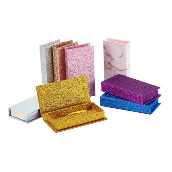 Colorido Brillo Brillante Oro Rosado Magnético Embalaje de pestañas vacías caja con logotipo personalizado