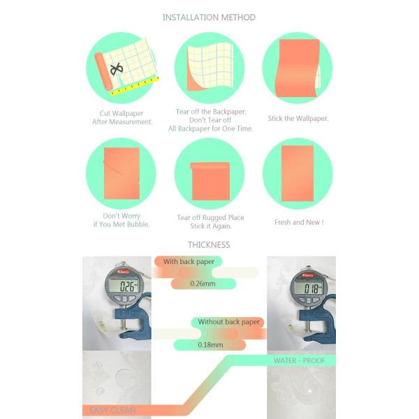 Tapis peint en PVC adhésif imperméable à l'eau pour les adhésifs muraux décoratifs