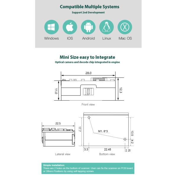 TTL 1D Linea CCD Barcode Scanner Engine For Vending Machine