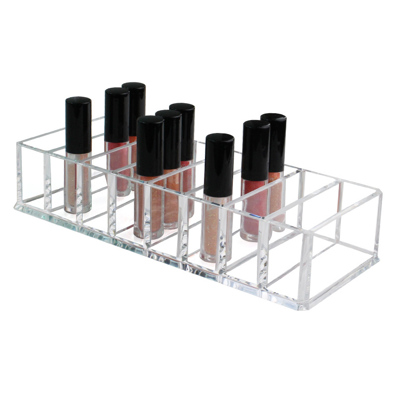 Transparent Acrylic Eyeshadow Tray 8-Cell Rectangular Desktop Organizer for Lip Gloss Contact Lenses Powder Makeup Storage