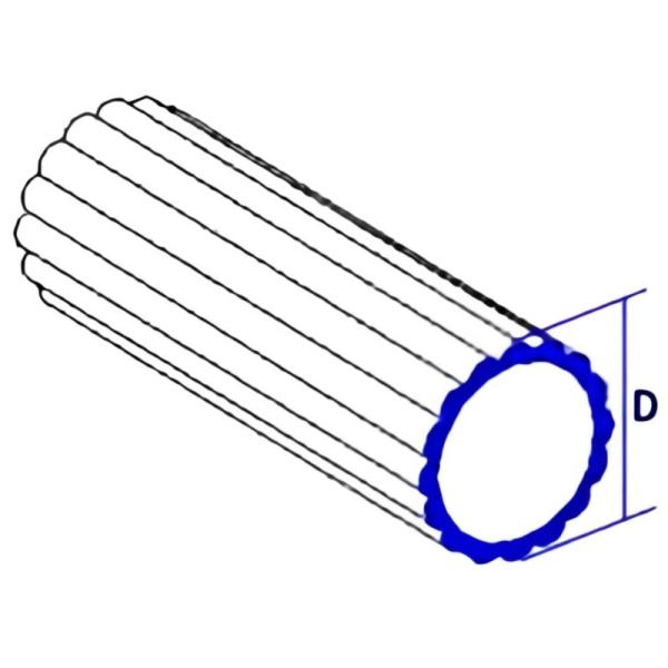 Extruded Fluted Aluminium Tube Profiles Mill Finish 54mm Diameter Heat Tube