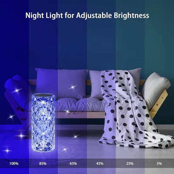 16 Colors RGB Rose Crystal Table Lamp With Remote Control Diamond