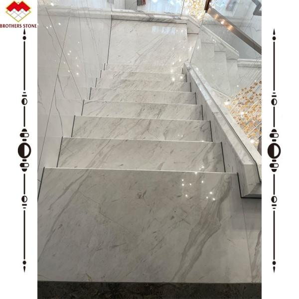 Easy Installation Luxury White Stone Volakas Marble Staircase for Hotel Decoration