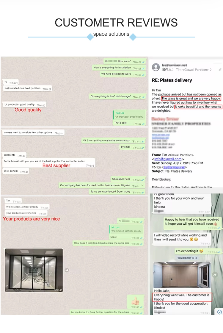 OEM Office 10mm Tempered Gass Wall Wooden Panel Partition Glass Partition for Conference Cubicles