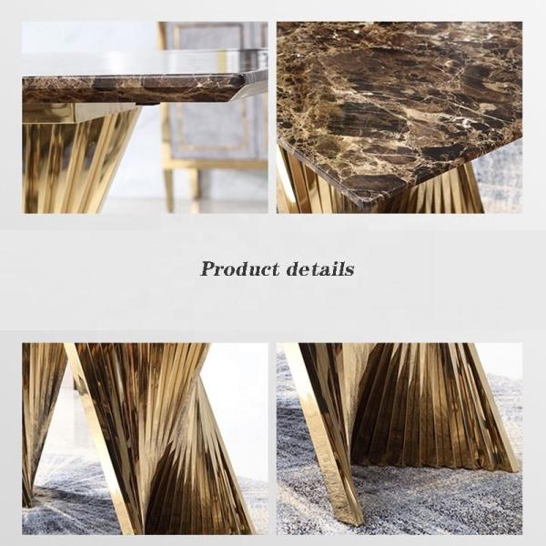 Premium Hotel Restaurant Furniture Modern Art Natural Marble Metal Base Dining Table