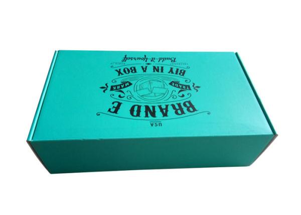Print Blue Paper Gift Box Ribbon / Foam Insert For Shoes Packaging