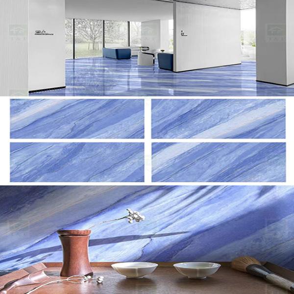 A porcelana lustrada vitrificada apartamento telha o interior lustroso azul do corpo 60x120 completo