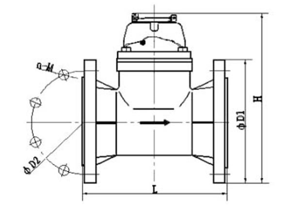 Turbine Water Meter With Positive Displacement Mechanism Cast Iron DN125 Hot Water 90 ℃