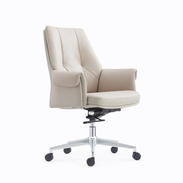 Ergonomic PU Genuine Leather Office Swivel Chair Upholstery Armrest