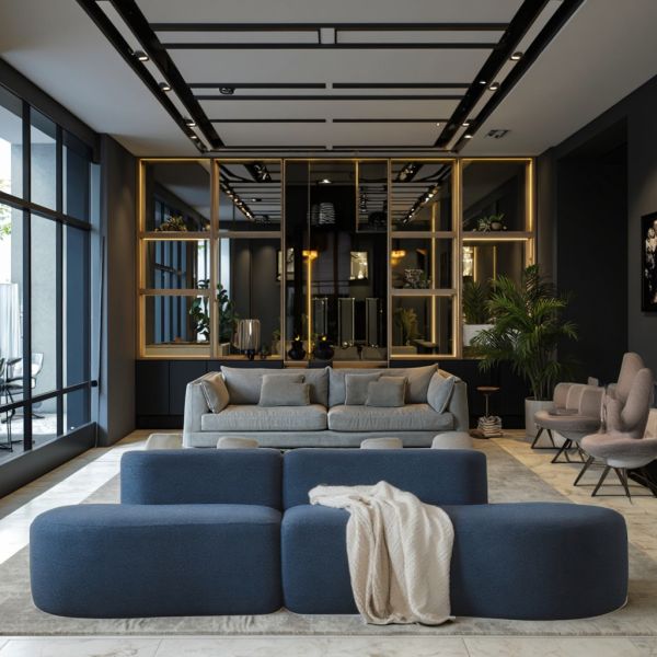 Modern Style Curved Cobblestone Two-Seater Sofa Extendable Fabric for Small Apartment Living Room Beauty Salon School or Park