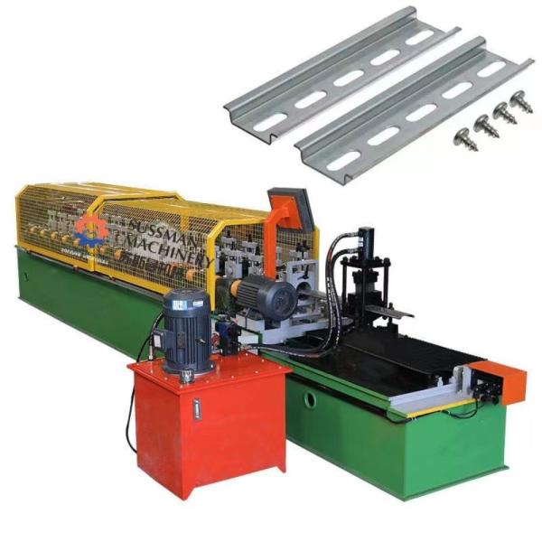 0.8-1.2 mm Espessura Din Rail Canal Roll Forming Machine Punched Hat Canal Making Machine