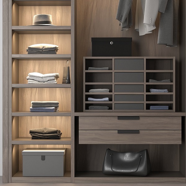 500mm Walnut Wood Bedroom Wardrobe Closets