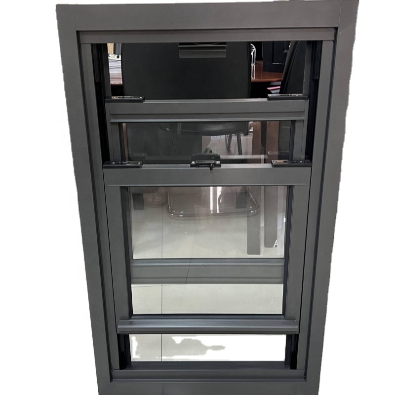 Customized Double Hung Aluminum Alloy Vertical Sliding Soundproofing Window 5mm+20Argon+5mm Double Glass Dust-Proof Easy Clean
