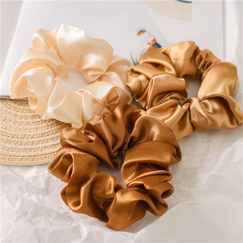 Soft Satin Silk Solid Color Scrunchies Elastic Hair Bands