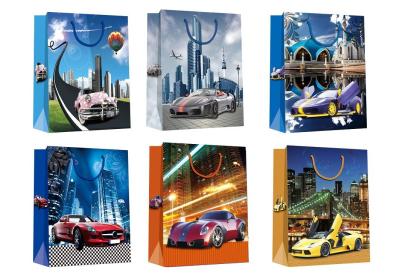 Christmas Gift Paper Shopping Bags with car patters design Chinese Manufacturer