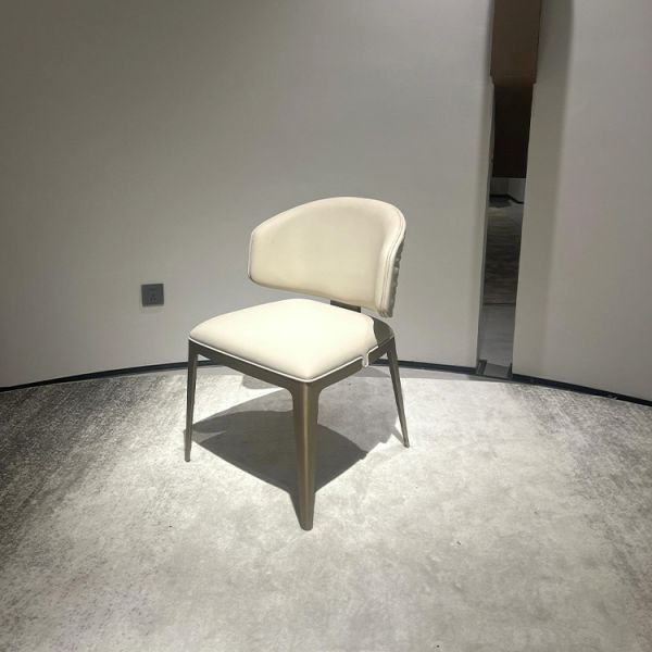 Home Furniture Dining Room Set Featuring Luxury Modern Italian Golden Metal Leg Leather Dining Chairs Minimalist Design
