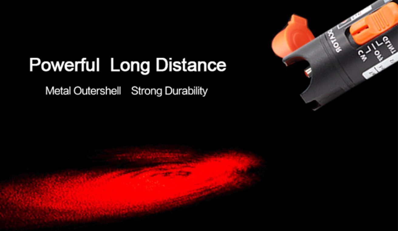 650nm Visible Red Laser Visual Fault Locator with 1mW to 50mW Output Power and 18~22km Detection Range Fiber Optic Tester